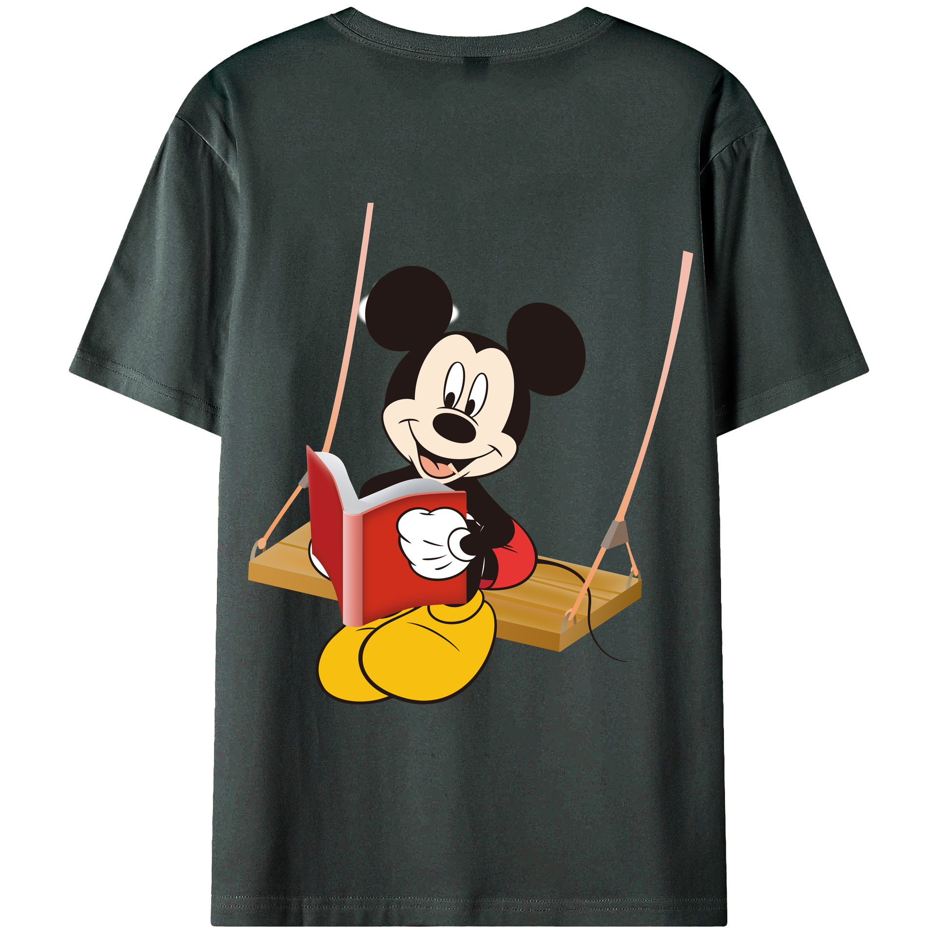 ミッキーマウス Mickey Mouse 綿100％ メンズ半袖Tシャツ（バックプリント） 通気性